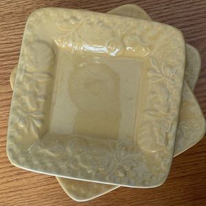 4 EUC Signature square dishes in golden rod stoneware